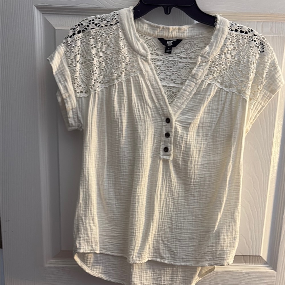 Frye Cream Lace Accent Blouse